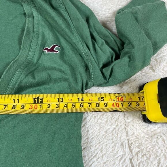 Vintage Y2K Hollister Lightweight V Neck Hoodie 1/2 Sleeve Sweatshirt - Picture 6 of 7